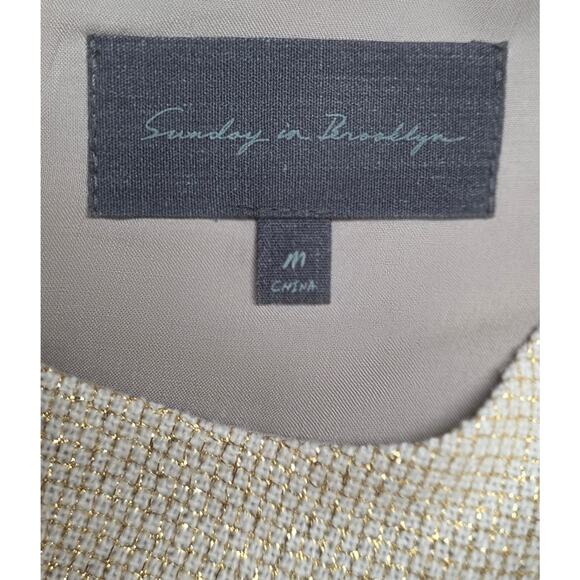 Sunday In Brooklyn Womens Med Metallic Gold Fringe Tank Top boho Tan Sleeveless - Picture 7 of 12